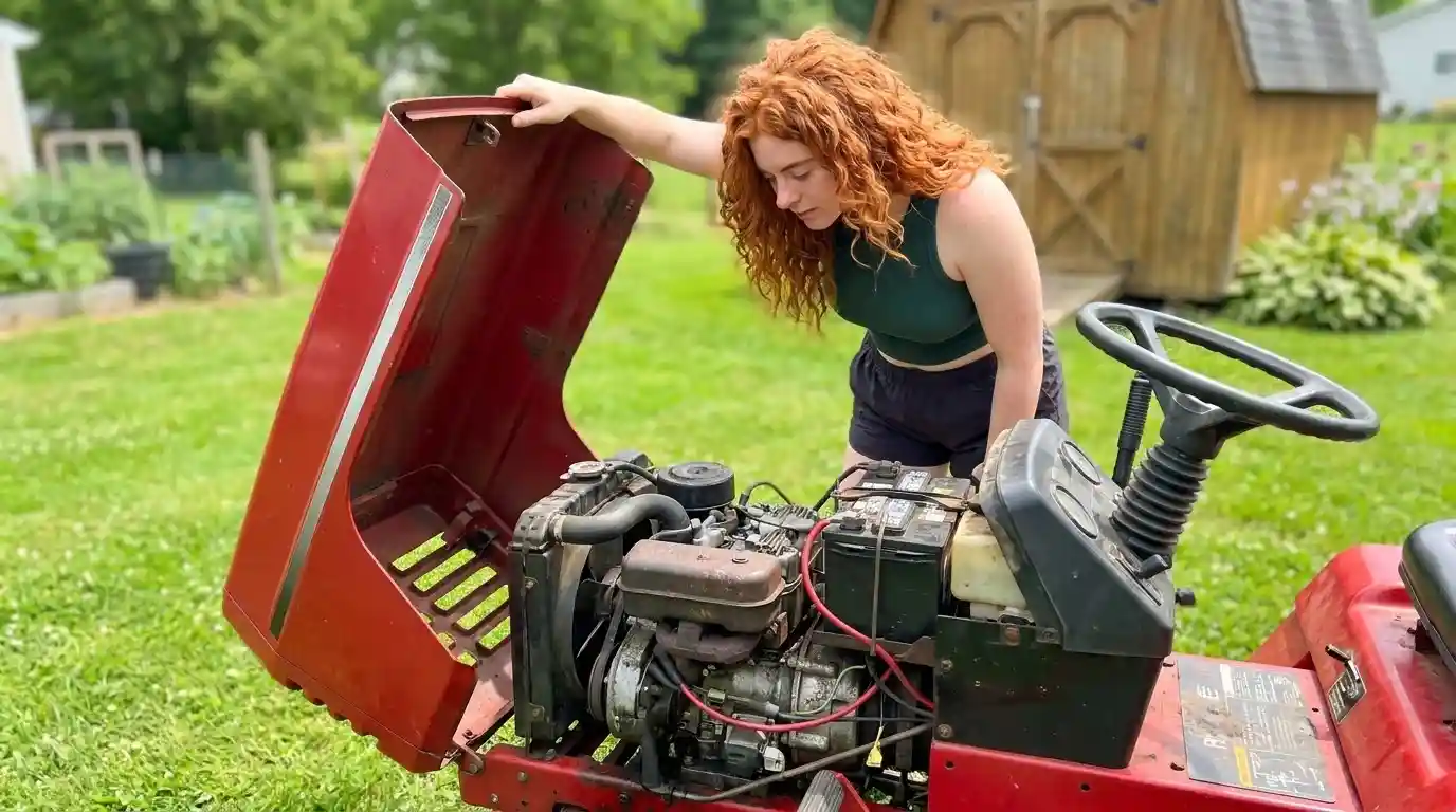 Checking a garden tractor engine before buying to compare horsepower options