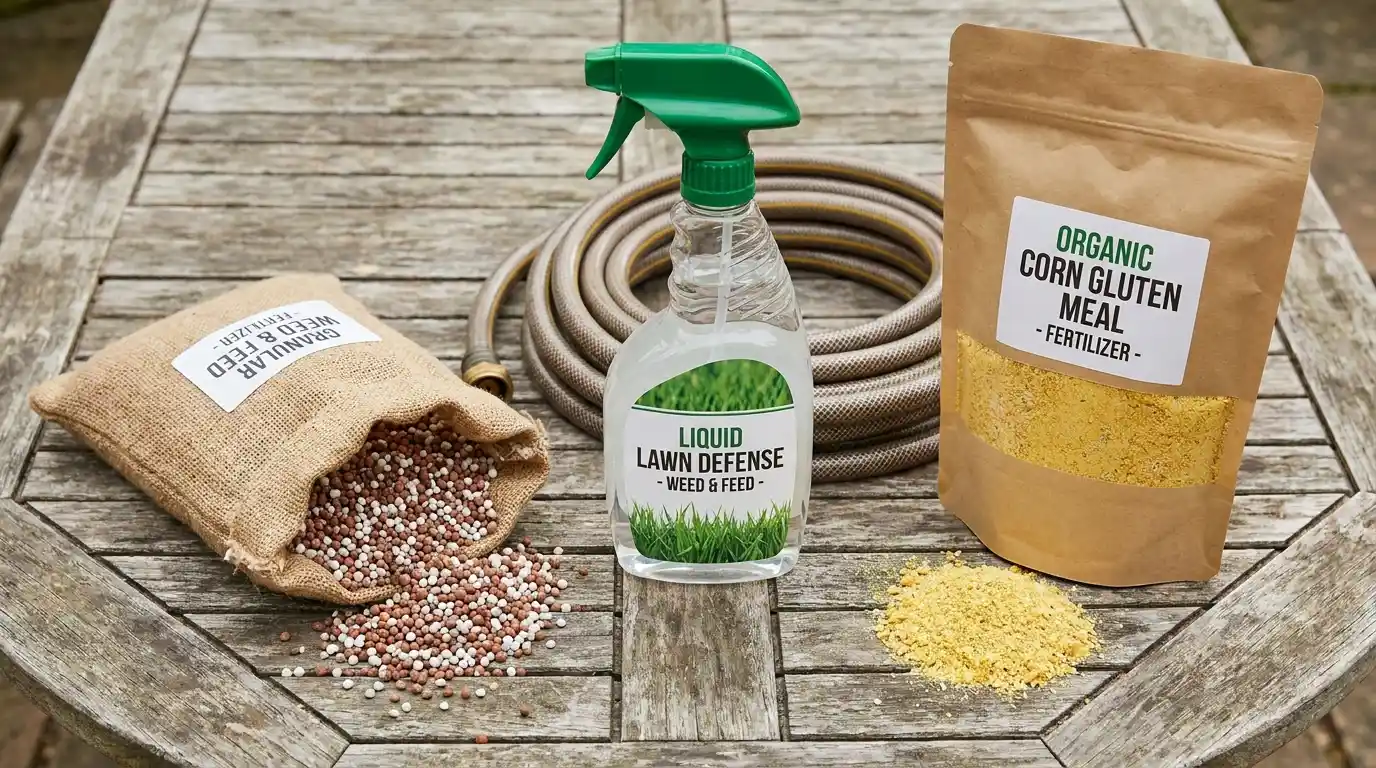 Comparison of granular, liquid, and organic weed and feed lawn fertilizer products
