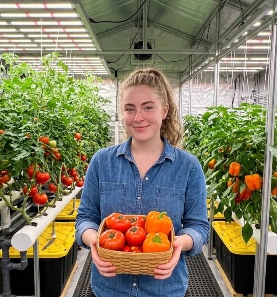 Fresh tomato and pepper harvest grown using the best hydroponic nutrients for vegetables